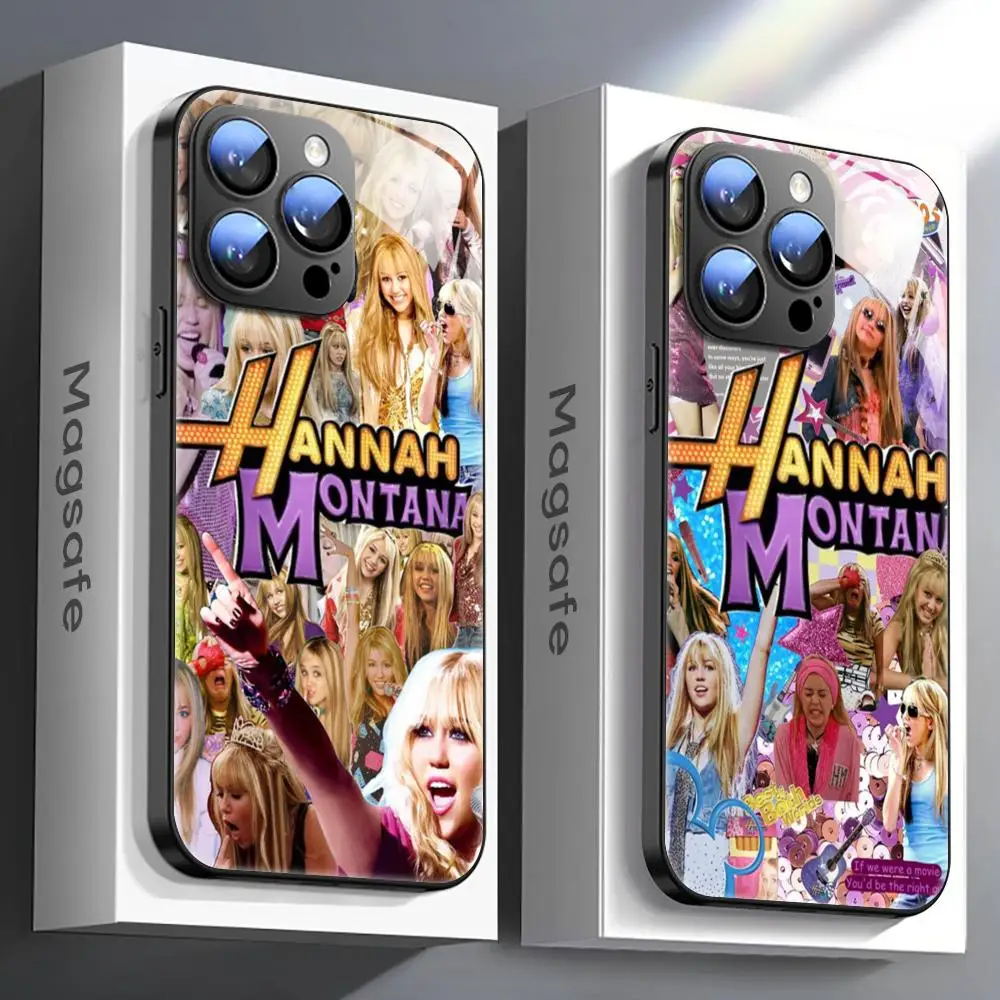 H-Hannah M-Montana Phone Case For iPhone 15 14 13 12 11 X XR XS XSMAX 8 7 Plus Mini Pro Max Glass Magnetic Phone Case