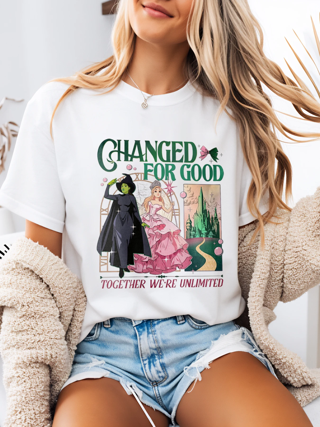 

Changed for Good Witch and Princess Print t Shirt Halloween Women Casual Wear White Plus-Size