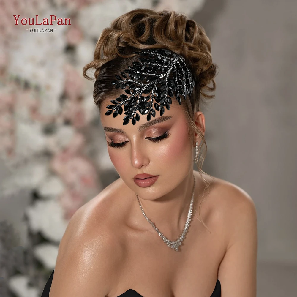 

YouLaPan Bride Trendy Hair Pieces Rhinestone Handmade Wedding Headband Women Party Banquet Leaves Shape Hair Accessories HP759