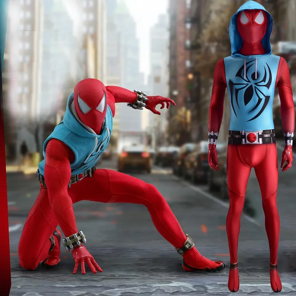 

Scarlet Spiderman Costume Cosplay Superhero Hood Bodysuit Spandex 3D Prined Cosplay Disfraces De Halloween Costume Spiderman