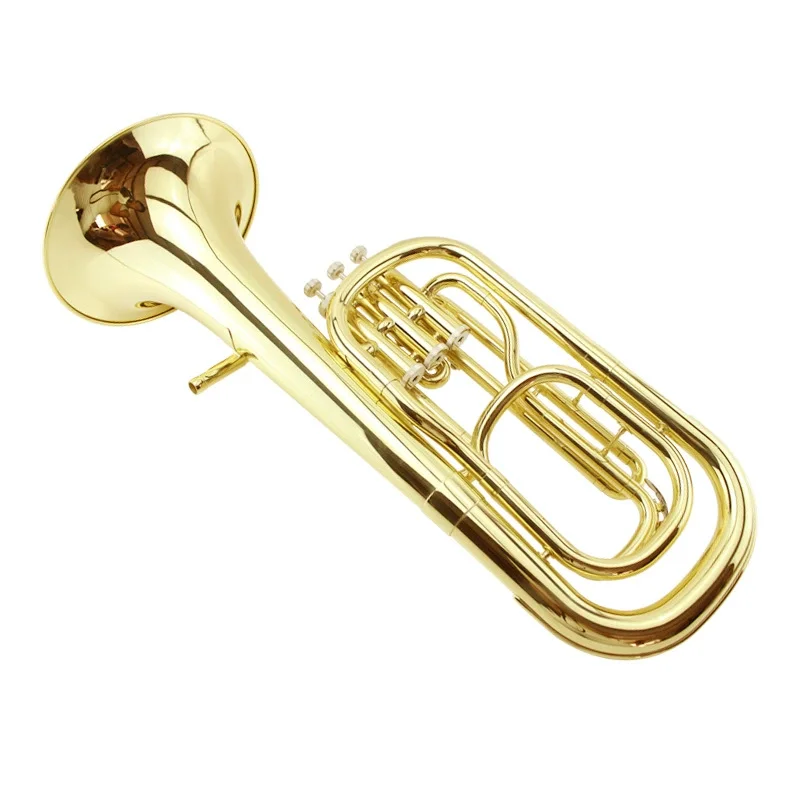 Wholesale brass instruments 4 stainless steel piston Bb brass body cupronickel valve gold lacquered marching euphonium