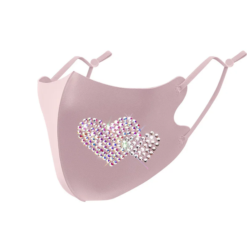 New Hot Diamond Ice Silk Mask Fashion Colorful Rhinestones Dustproof Breathable Sunscreen Mask Flash Diamond Masks