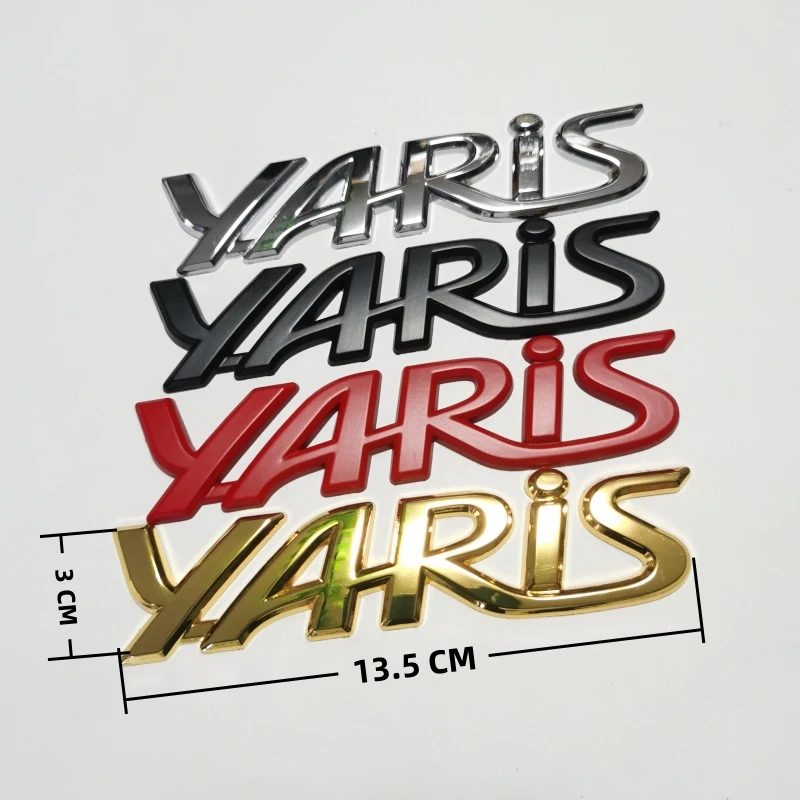 3D ABS Yaris Logo Emblem Badge Matte black Chrome Plated Trunk Letter Sticker For Toyota Yaris Car Exterior Decor Accessories view 6