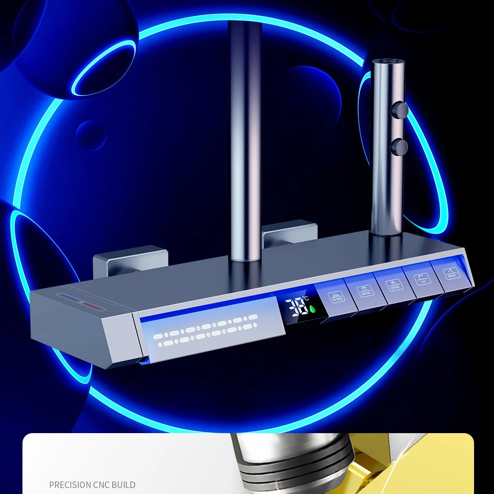 Branco termostático piano digital sistema de chuveiro do banheiro torneiras acessórios chuvas cabeça chuveiro quente e fria conjunto chuveiro digital