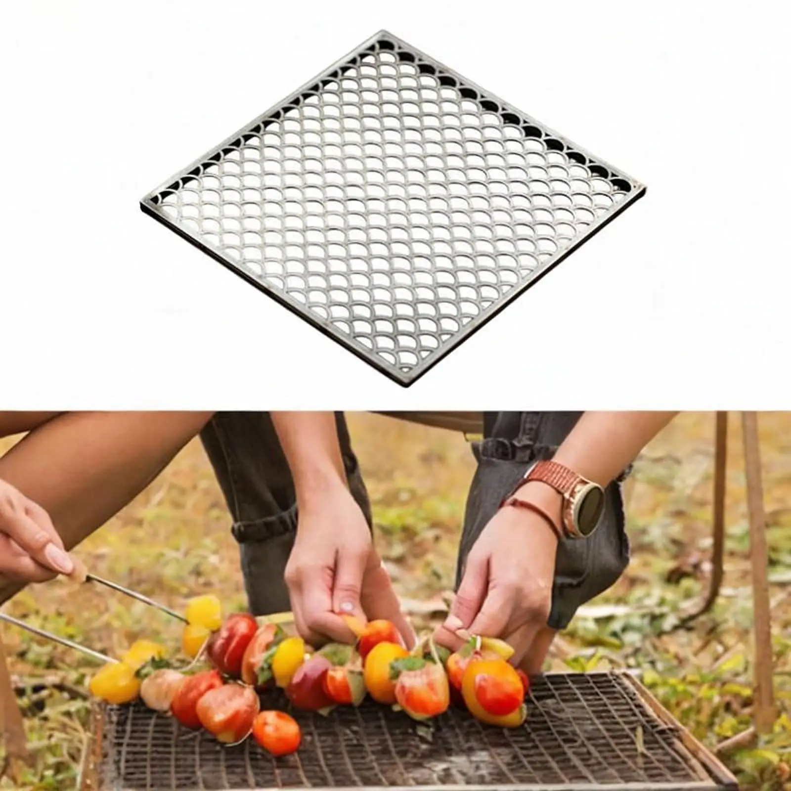 Fire Pit Grill Grate 23.3cmx23.3cm Multipurpose Square Barbecue Cookware for Outdoor Activities Yard Gathering Tailgating Picnic