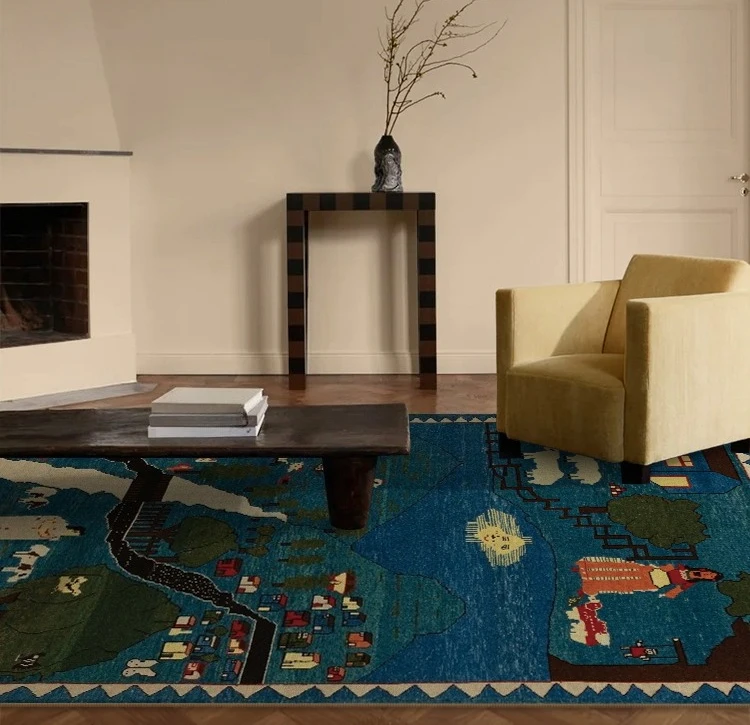 

Medieval American light luxury retro high-end ethnic style bedroom bedside floor mat