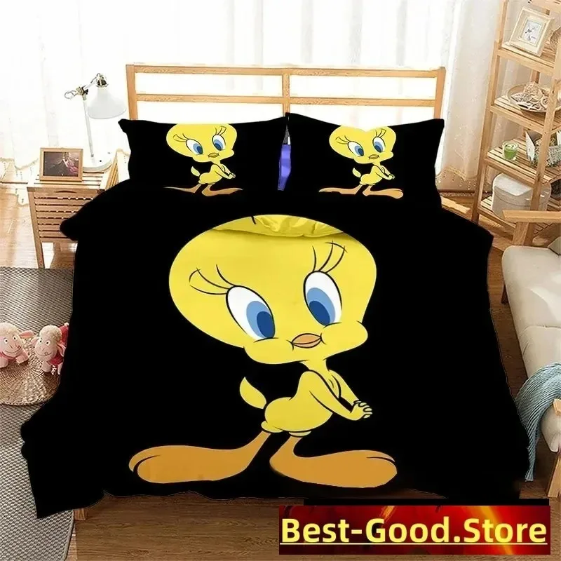 3D Print Fashion Cartoon Tweetys Bird Bedding Set Boys Girls Twin Queen King Size Duvet Cover Pillowcase Bed boys Adult Bedroom