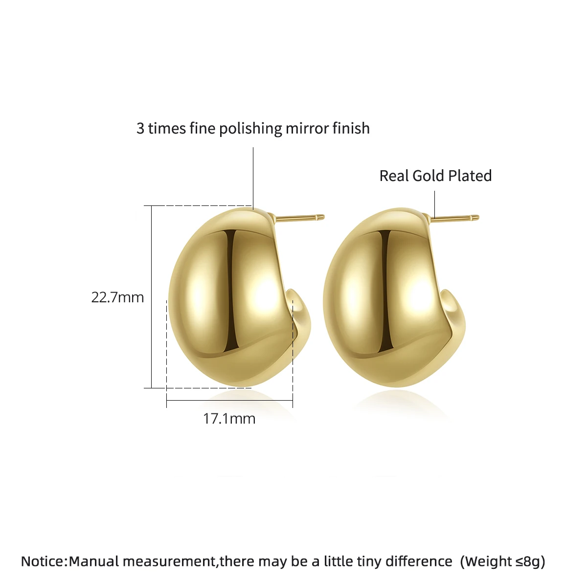 LUOTEEMI Vintage Gold Color Earrings Simple Glossy Chunky Hoops Temperament Jewelry for Woman 2023 Trend Fashion Cute Gifts