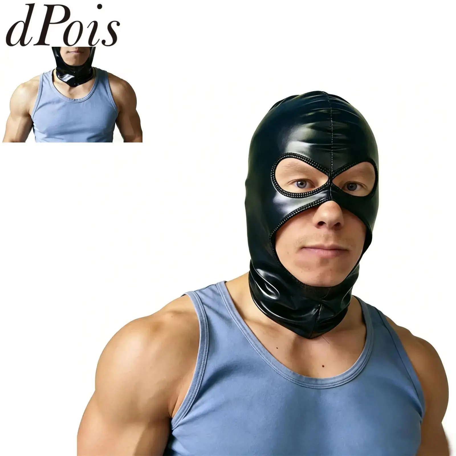 Patent Leather Face Mask Funny Prank Face Mask Headgear for Men Halloween Costume Accessory Clubwear Bar Nightclubs' Models Mask