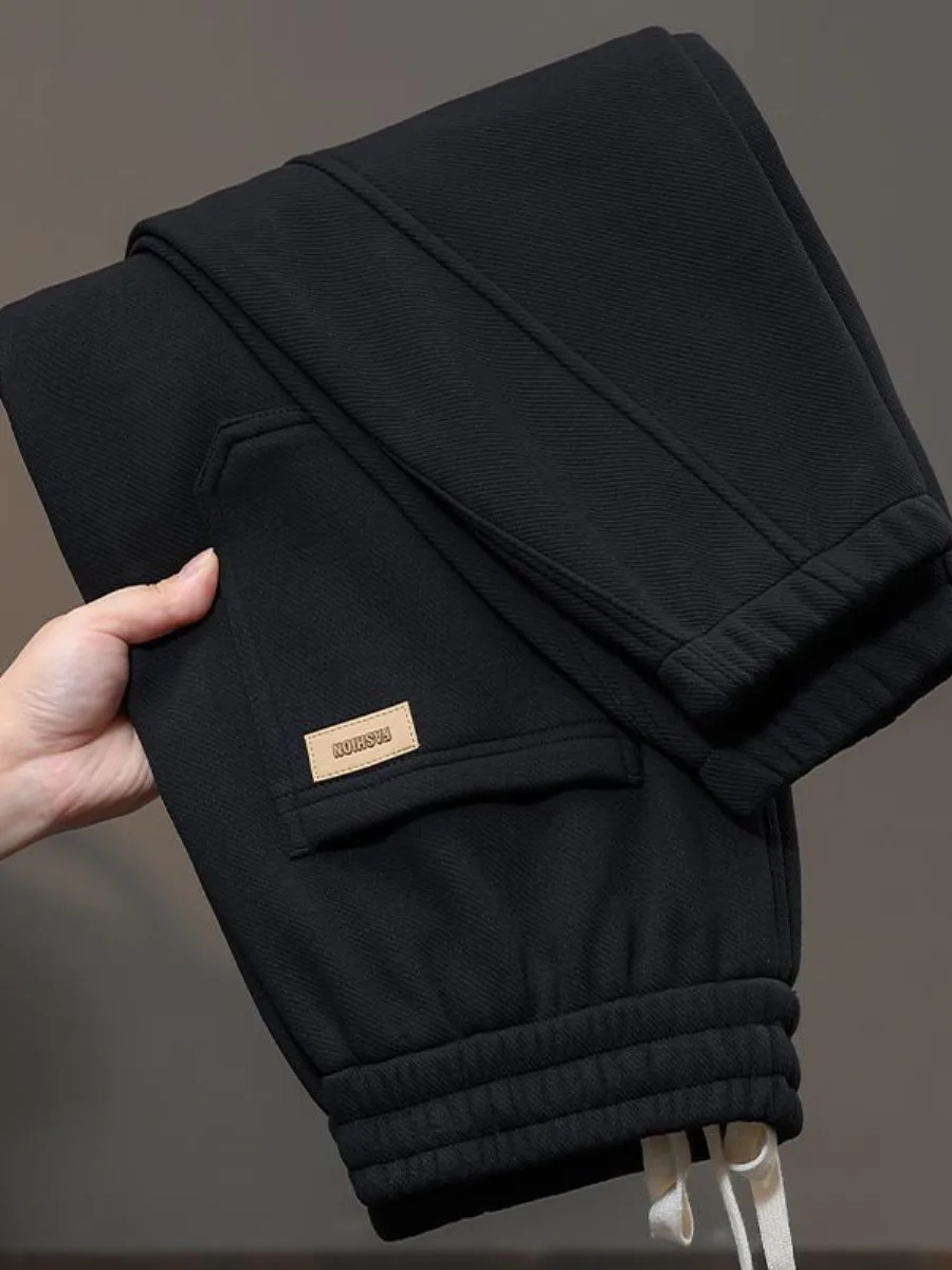 

Men's Casual Thiened Fce Lined Loose Fit Sweatpants Dstring Trousers Autumn Winter Street Sle Comfortable Pants