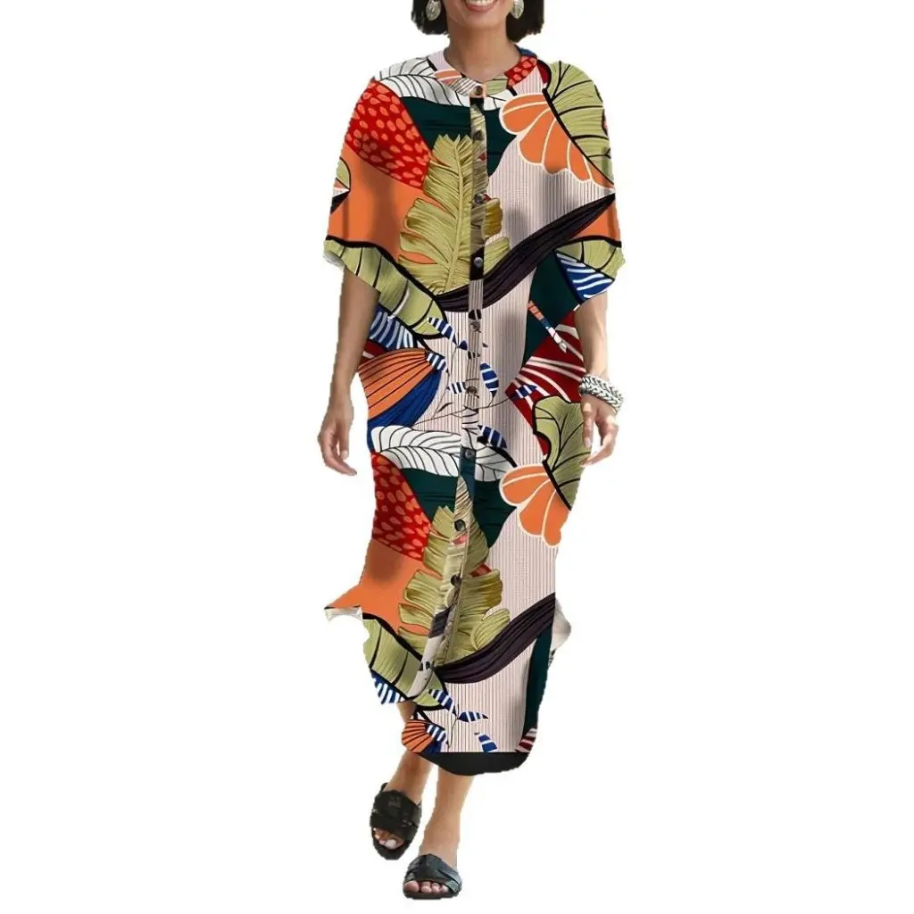 

Beach Seaside Printed Cardigan Dress Women's Fashion Bat Sleeve Sun Protection Custom Creative Clothing