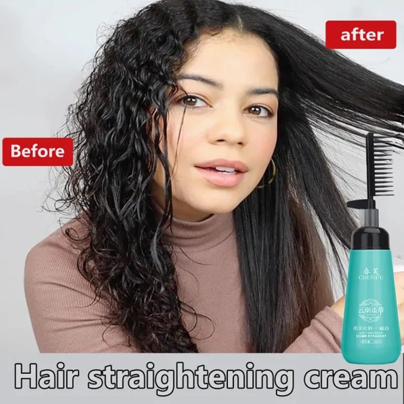 

180ml straight hair cream and comb set to improve curly hair ion perm nourish repair damaged hair keratin without damage