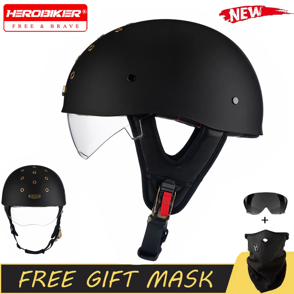 

Motorcycle Helmet DOT Certification Anti Fall Moto Style Half Helmet Men Women ABS Material Motorbike Half Helmet Multi Color