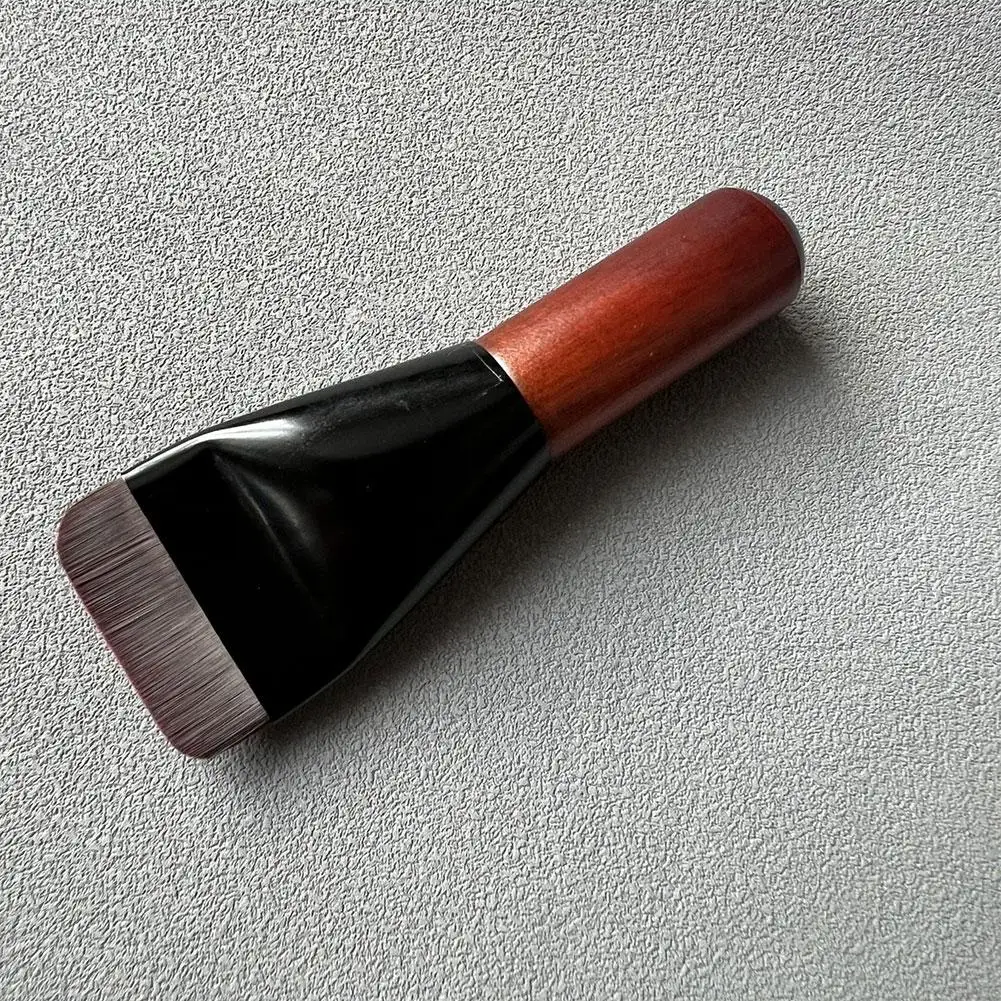 Mini escova plana para fundação e creme, escova universal com alça, maquiagem, corretivo, madeira, ferramenta de beleza, j6f3