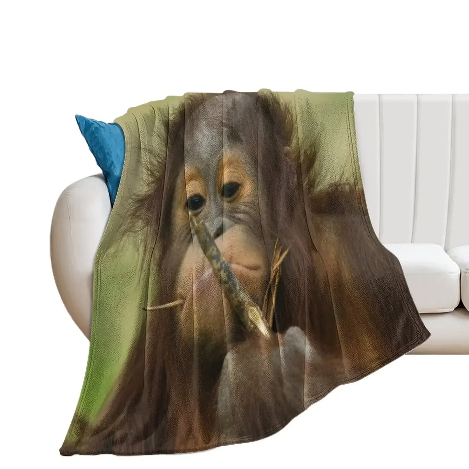 Funny Orangutan Baby Girl Throw Blanket Bed linens Decorative Throw Blankets