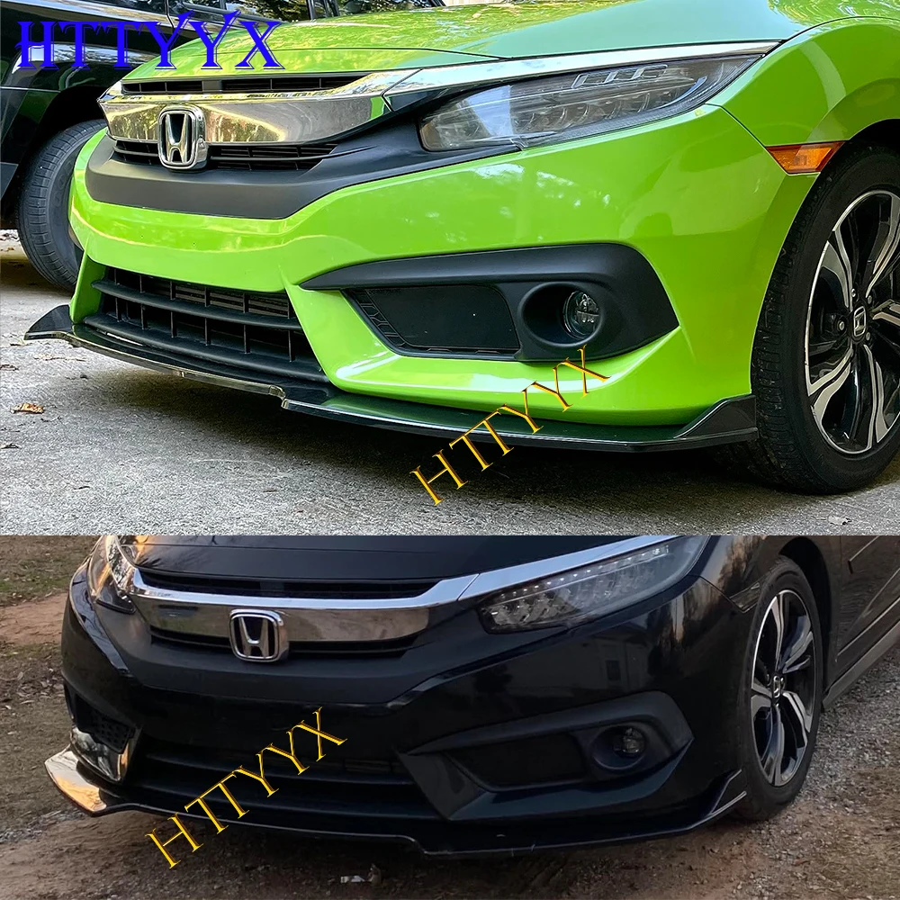 Gloss Black Car Front Bumper Splitter Lip Diffuser Body Kit Spoiler Guard For Honda Civic Gen 10Th 2016 2017 2018 2019 2020