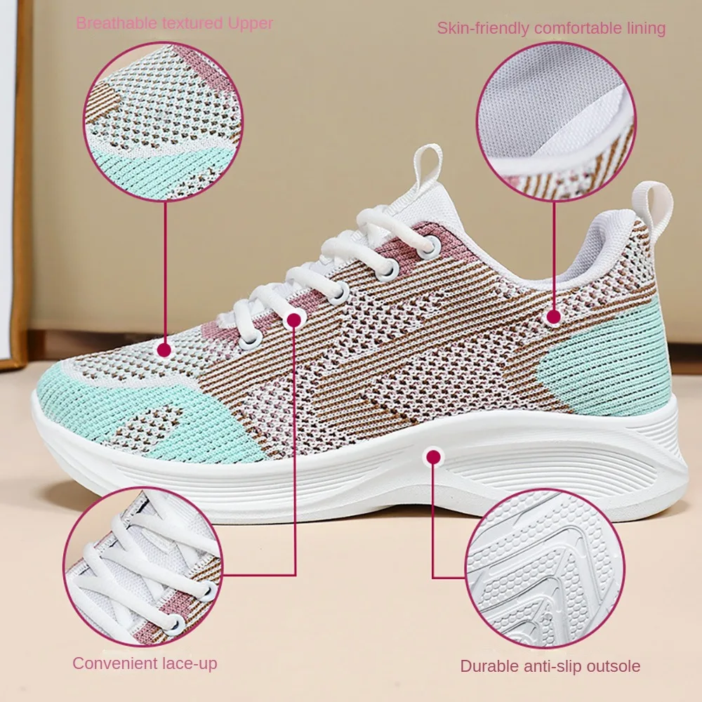 2024 Spring New Colored Weaving Sports Shoes Trendy Casual Shoes Soft Sole Lightweight Running Shoes