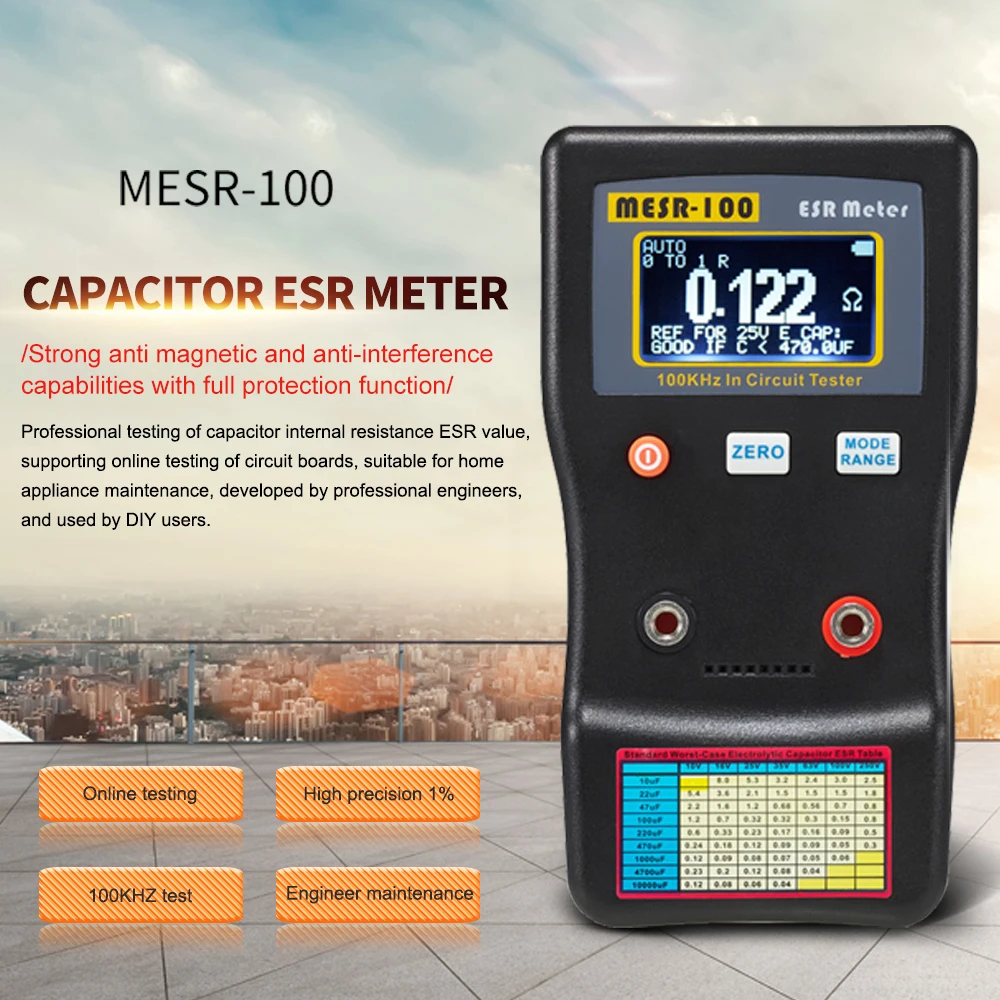 มัลติมิเตอร์ MESR-100 ESR Capacitance Ohm Meter Professional วัดความต้านทานภายในของตัวเก็บประจุ Capacitance Circuit Tester