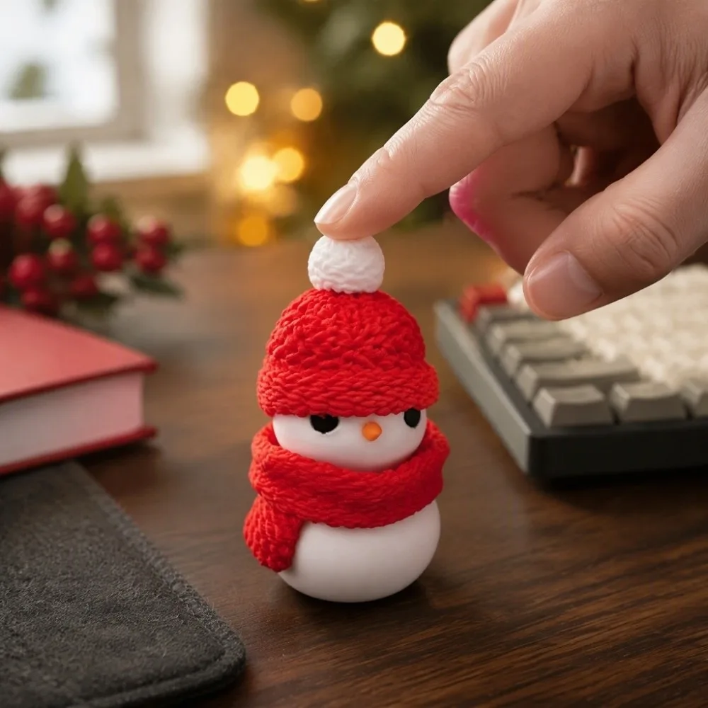 3D Printed Mini Clicker Ornament Lightweight Relaxation Christmas Snowman Figurine Portable Decorative