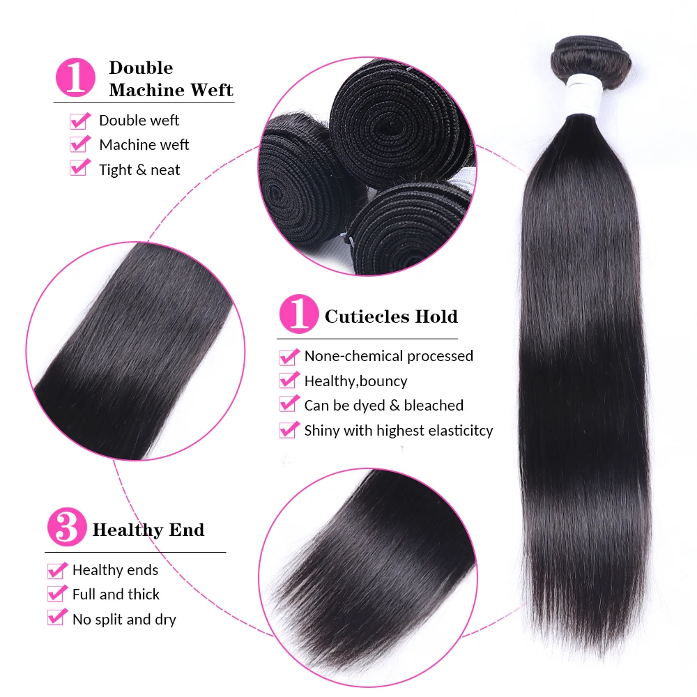 Straight Human Hair Bundles Remy Hair 100% Human Hair Extensions Natural Black Brazilian Hair Weave Bundles Hot Sale 40 Inch