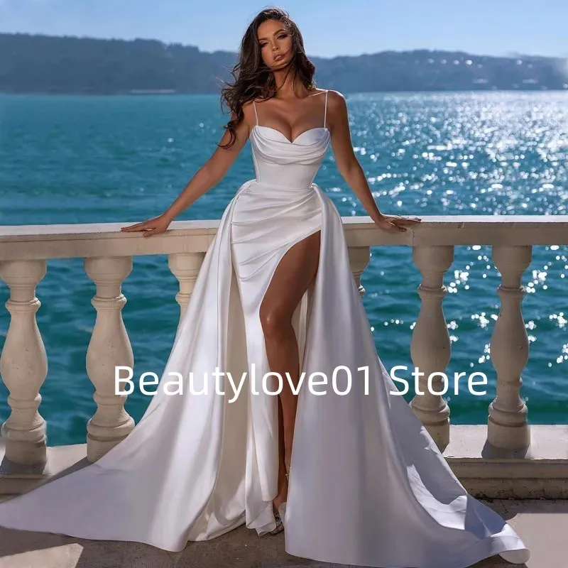 2024Off white temperament sexy evening dress wearing sweet pleated inlaid ball dress sleeveless formal occasion dress robe