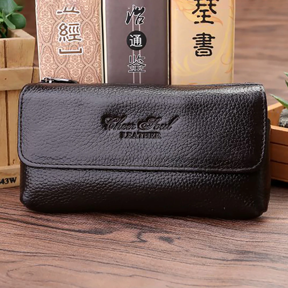 Men Genuine Leather Mobile Cell Phone Case Skin Belt Bag Loop High Quality Real Cowhide Male Hip Bum Fanny Hook Waist Pack