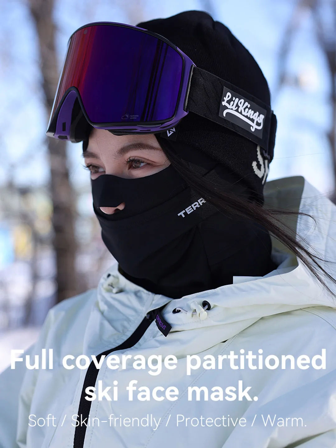 T2 Full Face Thermal Balaclava for Skiing Men Women, UPF50+ Windproof Neck Warmer Mask, Breathable Fleece Lined Ski Hood