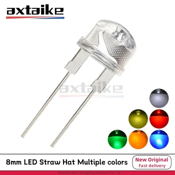 100 pièces 8mm LED blanc rouge jaune bleu vert Diode Super brillante Led puissance chapeau de paille lampe perle ampoules Diode électroluminescente lampe 0.5W