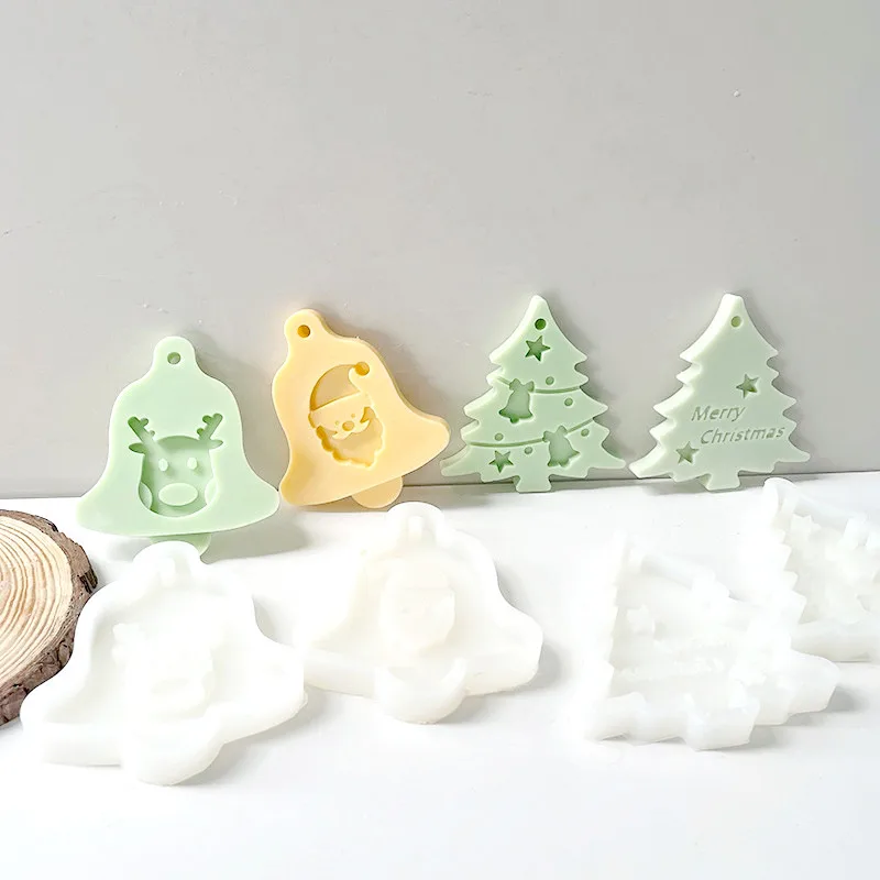 Christmas Decorations 2025 DIY Santa Claus Snowflake Elk Tree Mould Aromatherapy Plaster Epoxy Resin Pendant Mould Silicone Mold