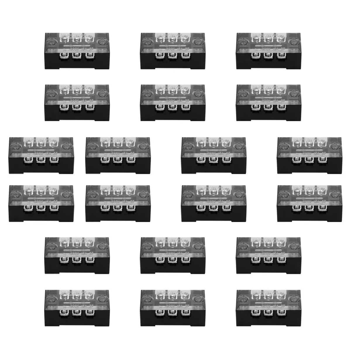 20Pcs Fixed Terminal Row Terminal Block Strip Screw Barrier Clear Insulating Cover Wire Connector Wire Connector