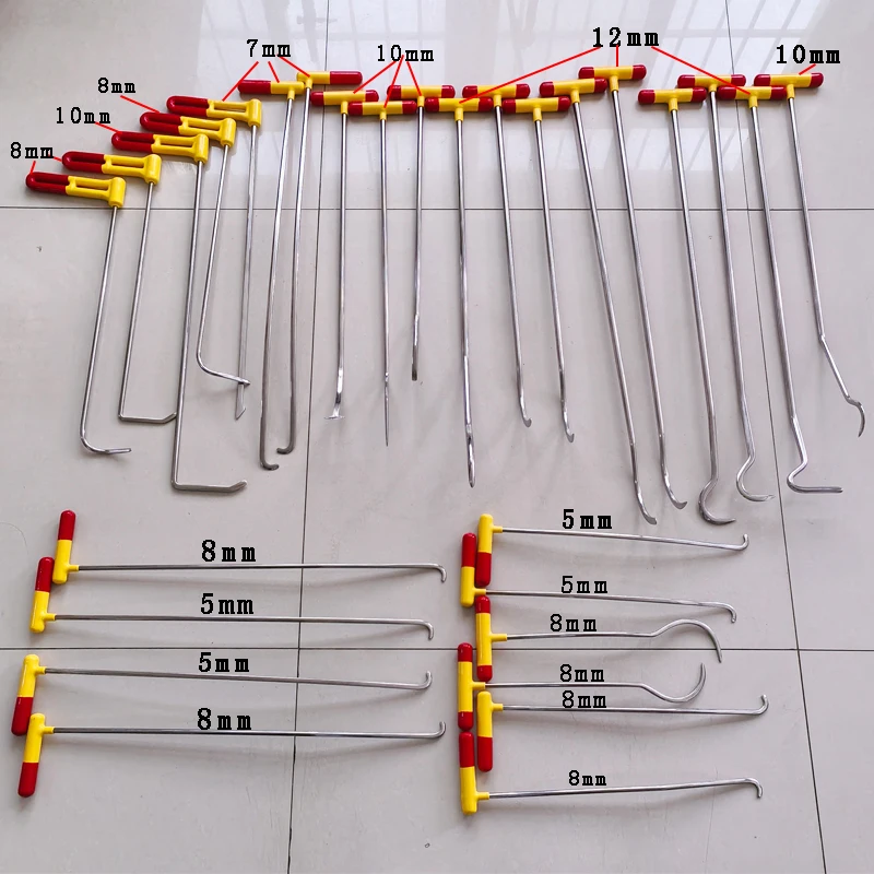 29Pcs PDR Special Dent Hook Set Paintless Inner Pry Bar For Door Hood Sill Hail Dent Repair Tools
