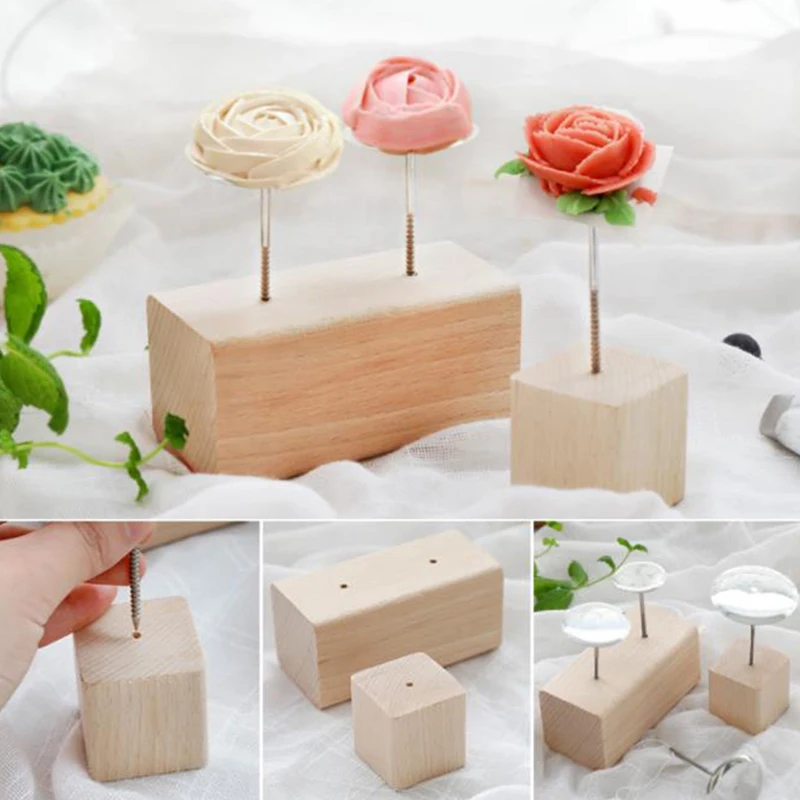 Wood Holder For Cake Ice Cream Cake Flower Nails Stand Tool Fondant Cake Tray