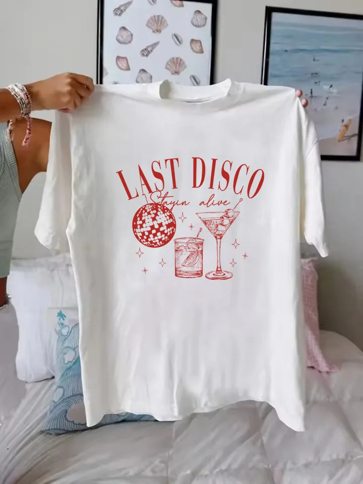 

Женская футболка больших размеров в стиле ретро с эстетическим топом, футболка с рисунком в стиле диско, рубашка для девичника, коктейльная вечеринка, винтажные футболки для команды невесты