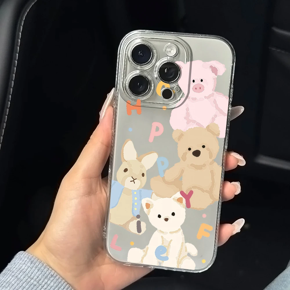 Plüschtierbuchstaben Silikon Handyhülle für iPhone 17 16 15 14 13 12 11 Pro Xs Max Air Mini 7 8 6 6s Plus SE 2020 2022 Cover