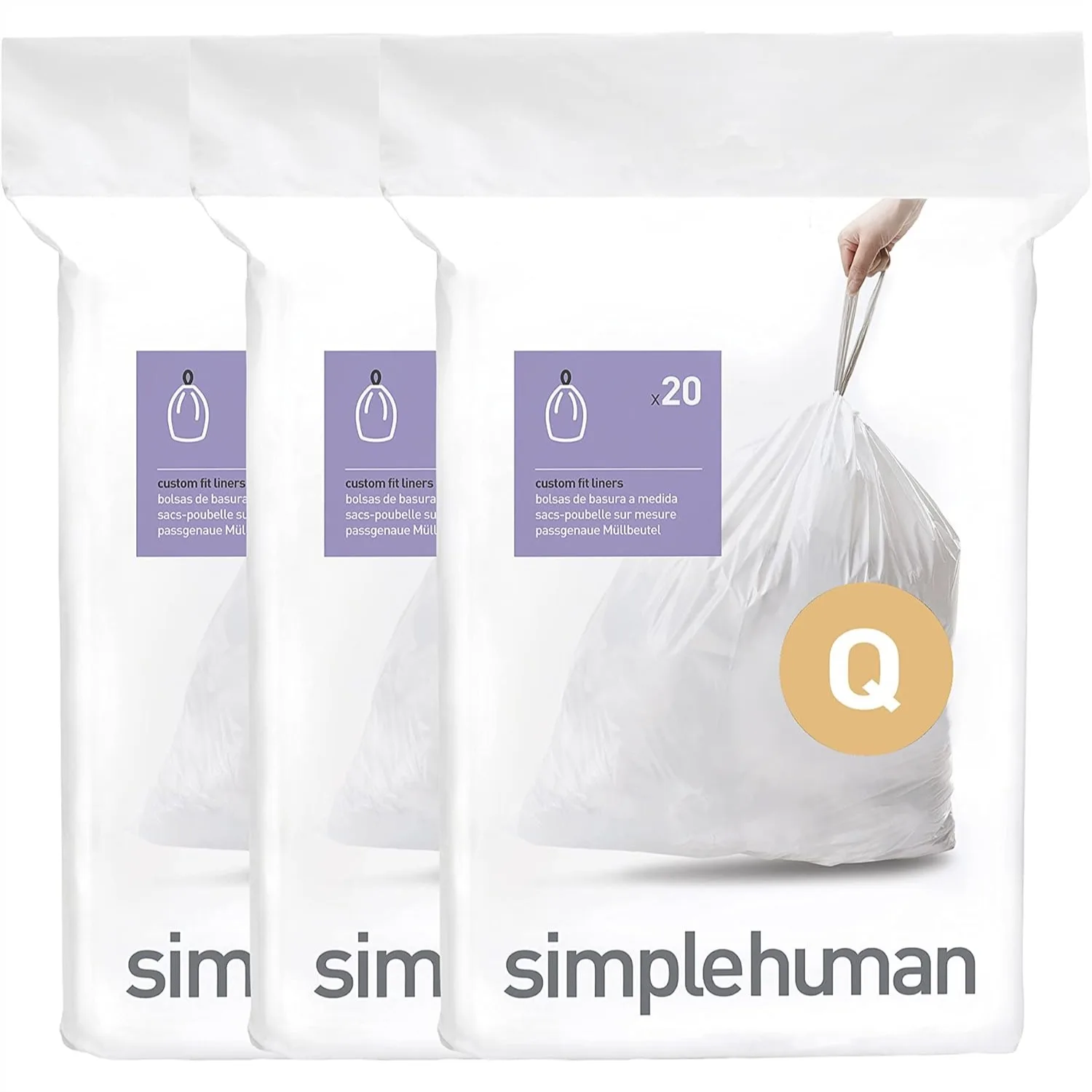 

Custom Fit Drawstring Trash Bags, 50-65 Liter / 13.2-17.2 Gallon, White, 60 Count Dispenser Pack
