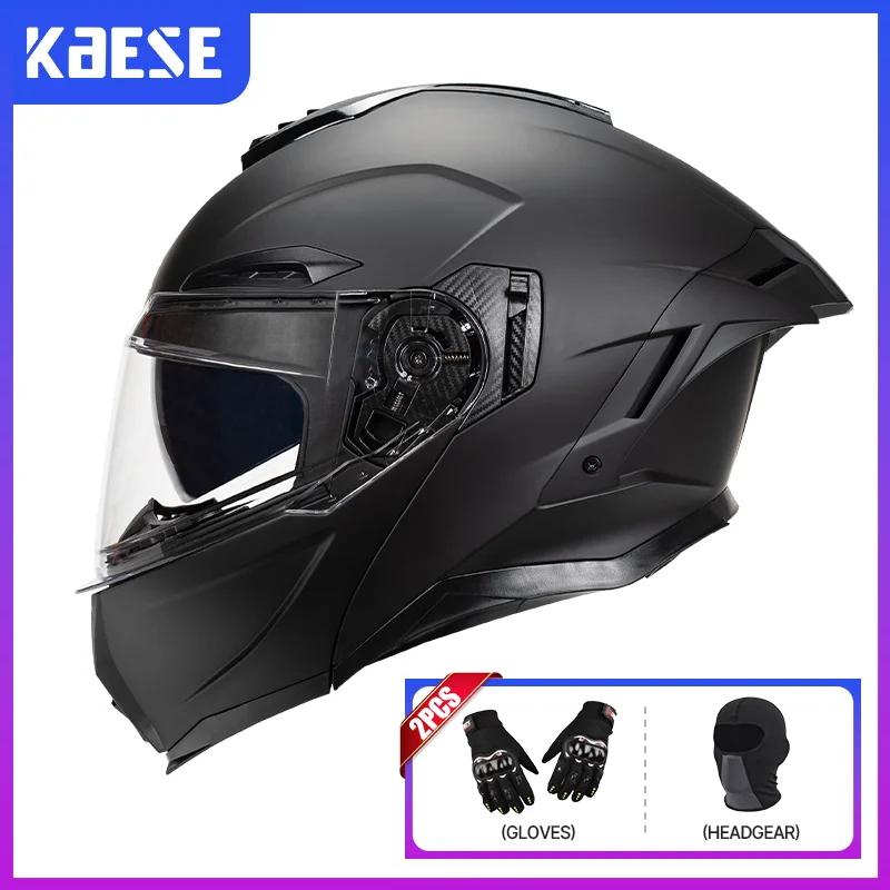 Full Face Flip Up Motorcycle Helmet Dual Lens Men Women Double Visor Cafe Racer Flip-up Modular Helmet Motocross Cascos DOT