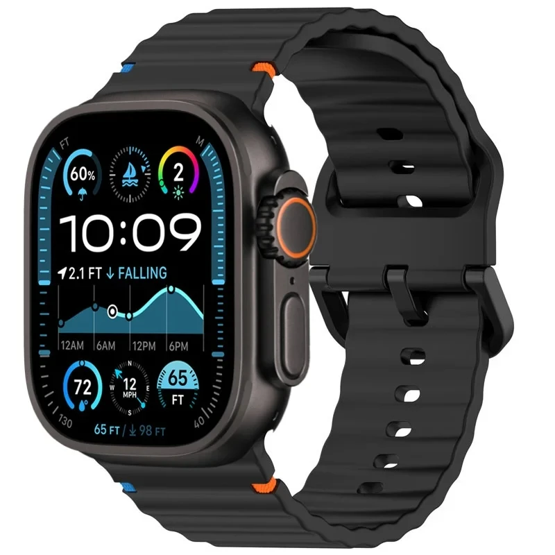 Ocean Band for Apple Watch Ultra 2 Bands 49mm 46mm 45mm 44mm 42mm 41mm 38mm Silicone Strap iWatch Series 9 8 7 6 SE 45mm Correas image 4