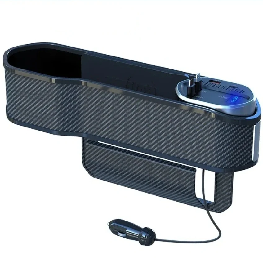 

Fast Charging Front Seat Side Storage Case Easy Installation USB-C/Lightning Wireless Charger Anti-slip Large Capacity