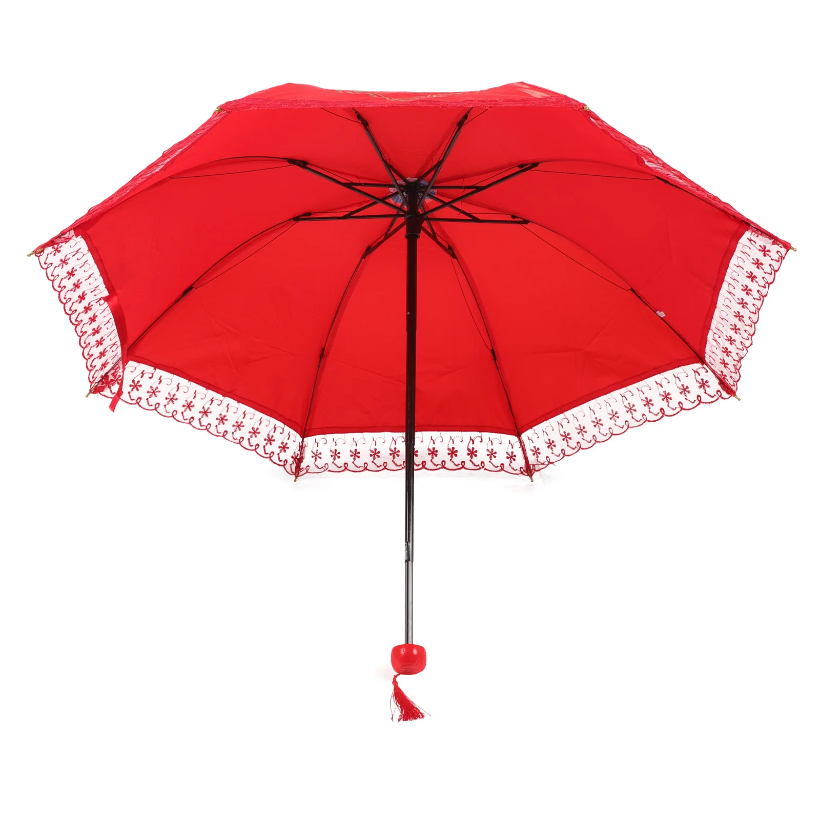 

Lace Parasol Wedding Umbrella Decor Umbrellas Portable Red Cloth Decoration