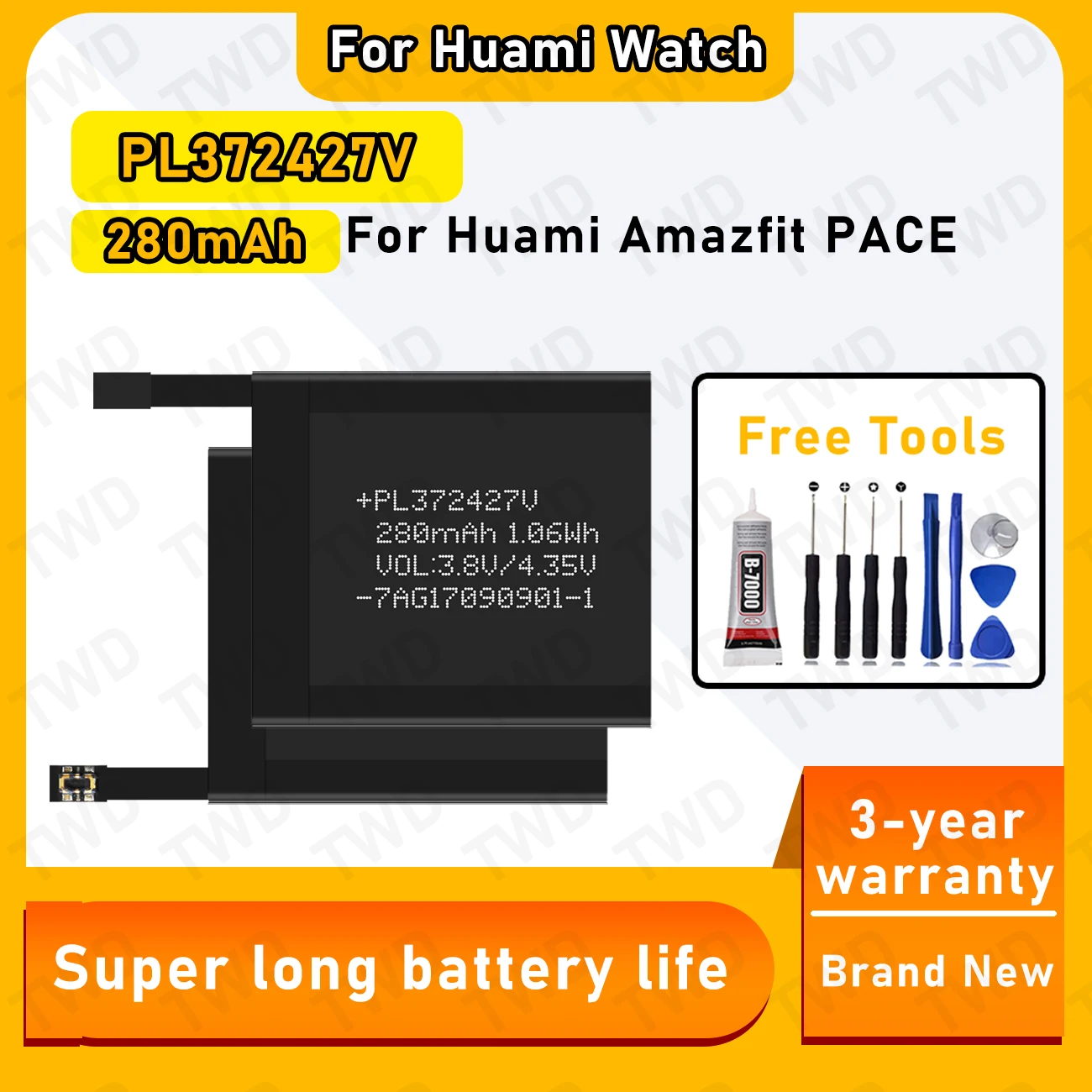 

PL342427V Аккумулятор большой емкости для аккумуляторов Huami Amazfit PACE, новые высококачественные + бесплатные инструменты