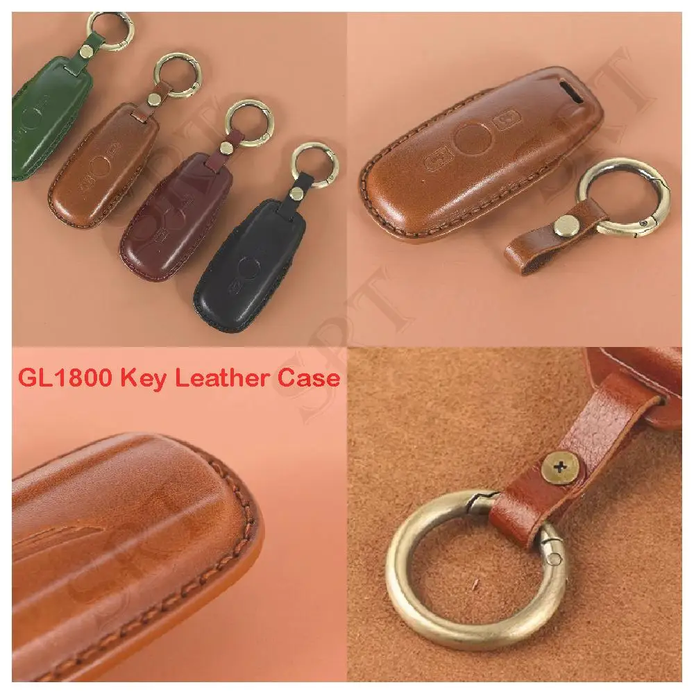 GL1800 Motorcycle Key Leather Cover Case Fits for Honda Gold Wing 1800 2018 2019 2020 2021 2022 2023 Fashion KeyChain KeyRing