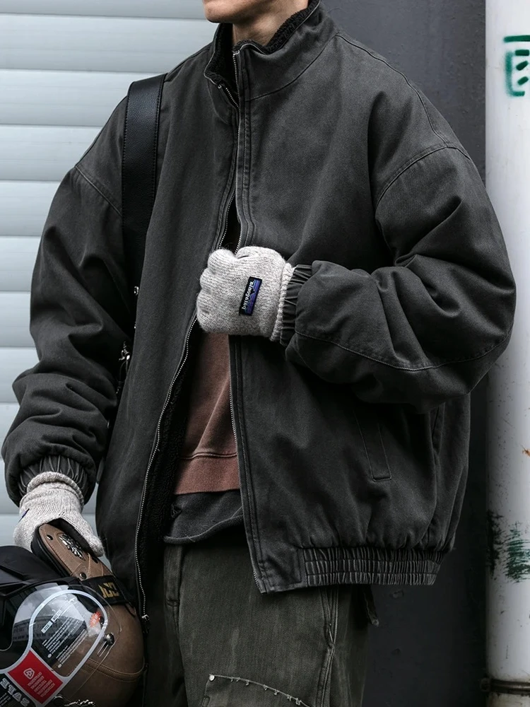 

Японская винтажная флисовая куртка мужская зимняя толстая куртка высокого качества корейская уличная одежда свободная пара модное теплое пальто мужское