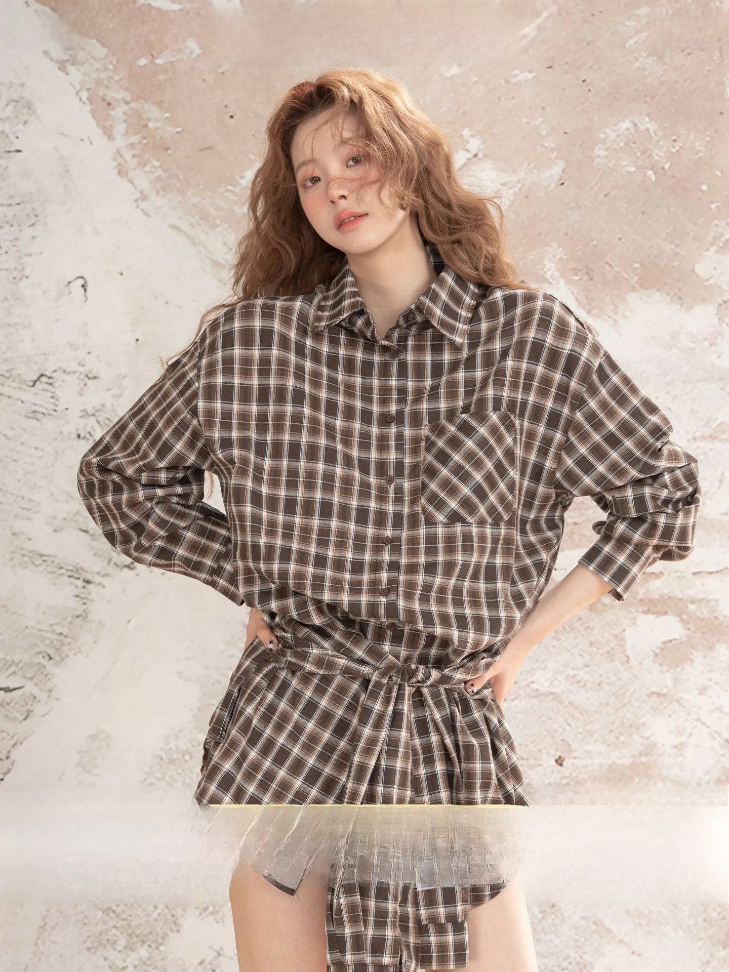 

Классическая женская рубашка в клетку с длинным рукавом и завышенной талией, ретро-стиль, приталенная, универсальная, из хлопка, для повседневной носки, осенняя новинка