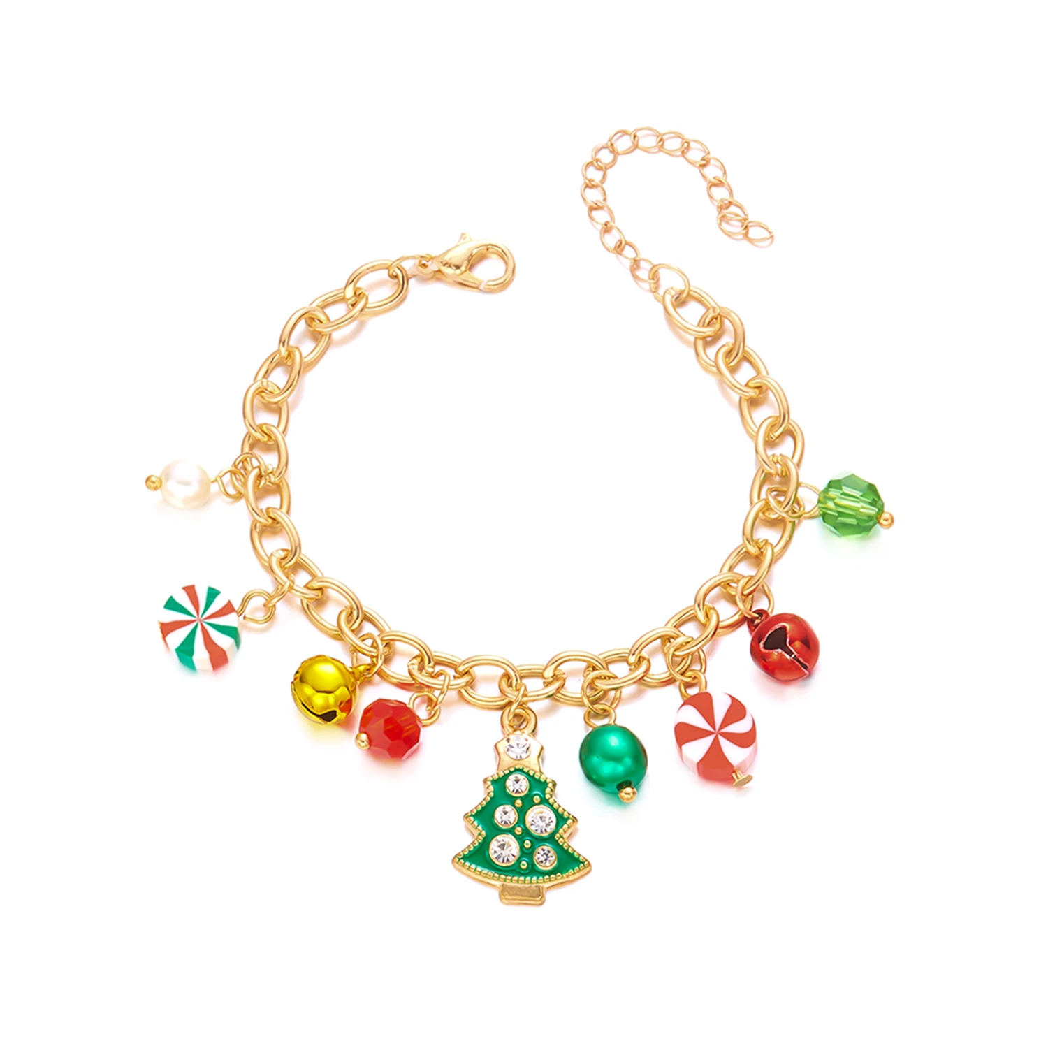 Kreative Weihnachtselemente Metallkette Armbänder für Frauen Männer Weihnachtsmann Baum Elch Schneemann Anhänger Halskette Festival Schmuck – Detail 14