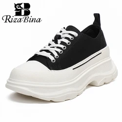 RIZABINA Size 34-45 Sneakers For Women Casual Cross Strap Vulcanized Shoes Thick Bottom Height Increasing Running Sports Shoes