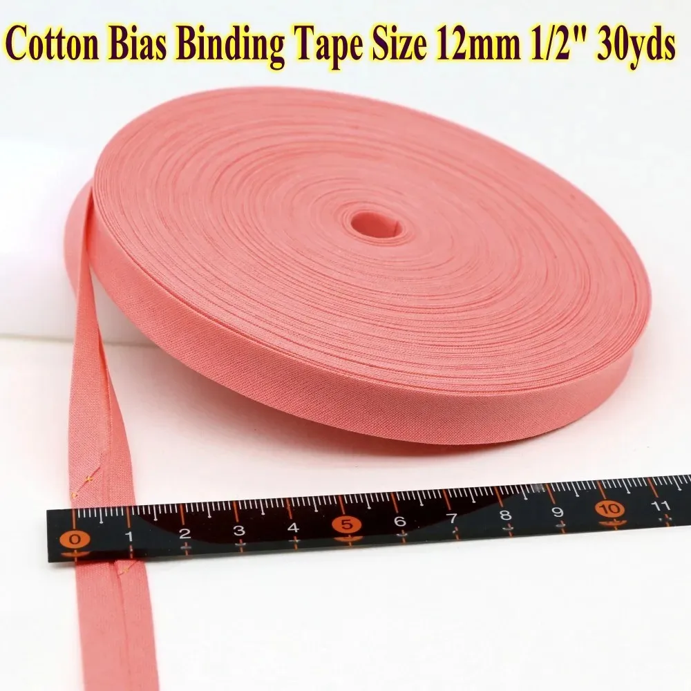 Cotton Bias Binding Tape for Cloth Fabric, DIY Handmade Sewing Material, Garment Accessories, 12mm Width, 1 \