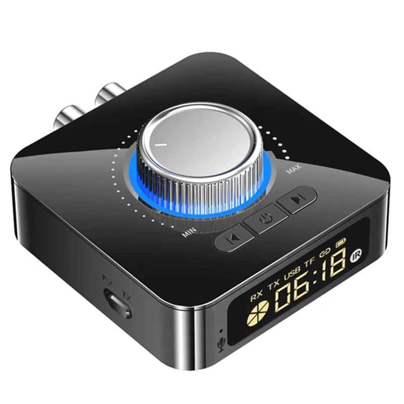 Receptor e transmissor Bluetooth sem fio, kit mãos livres, áudio estéreo, conector AUX de 3,5mm, LED, BT 5.0, TV, carro
