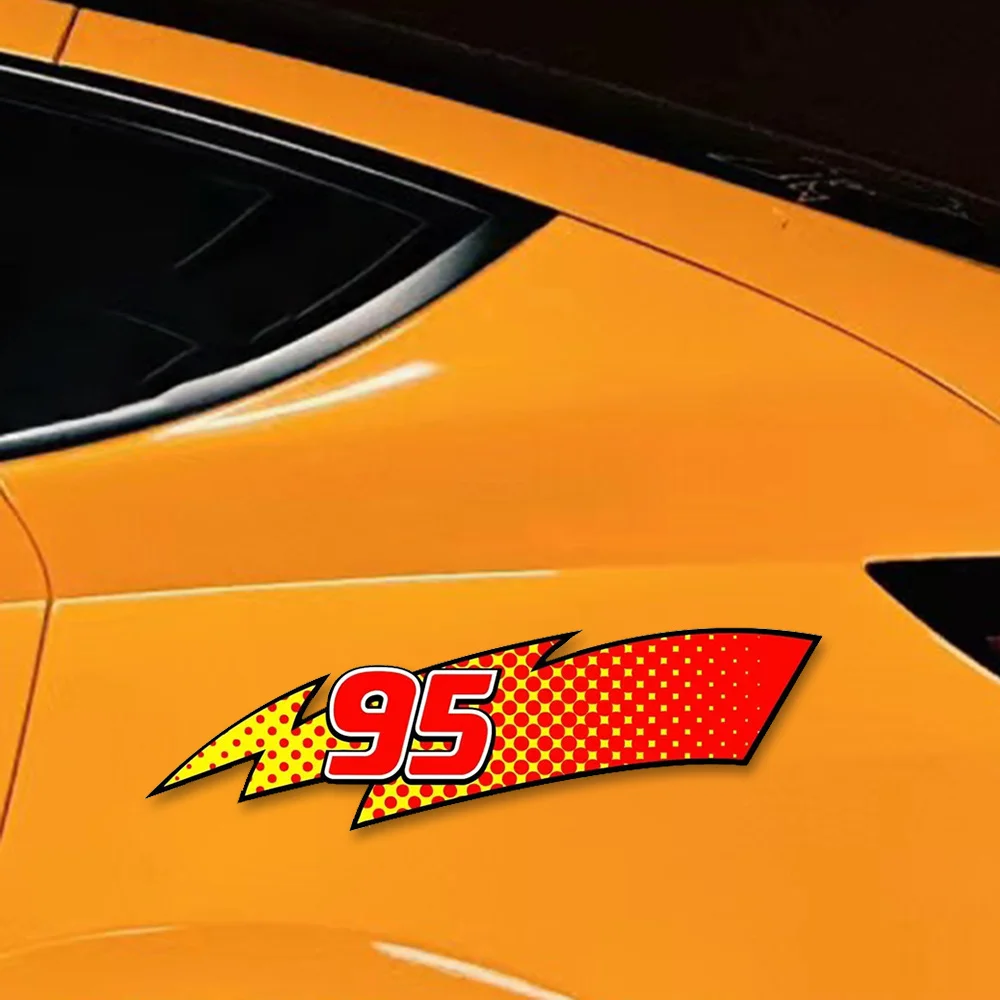 1Pair 95 Lightning Pattern Car Stickers for Racing Auto Window Side Body Bumper Rear Windshield Waterproof Car Decoration