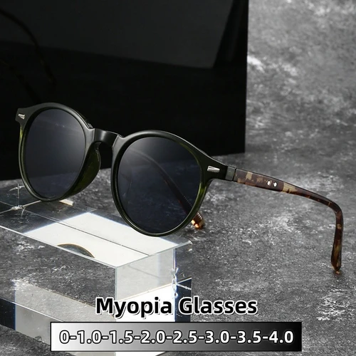 Imagen 1 del producto Gafas de sol para miopía con montura redonda clásica personalizada Retro para mujer, gafas ultraligeras y cómodas resistentes a los rayos UV de 0 a 4,0