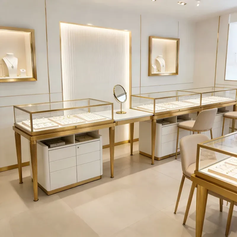 Jewelry Display Cabinet with Sliding Drawers Modern Jewelry Storage Showcase Counter